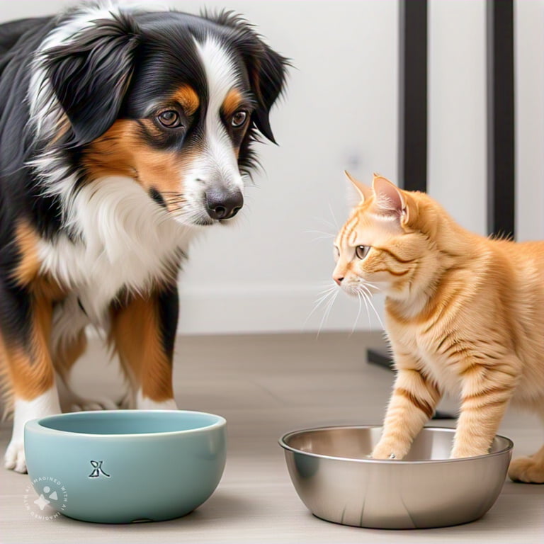 Pets eating in their Eco-friendly pet bowls