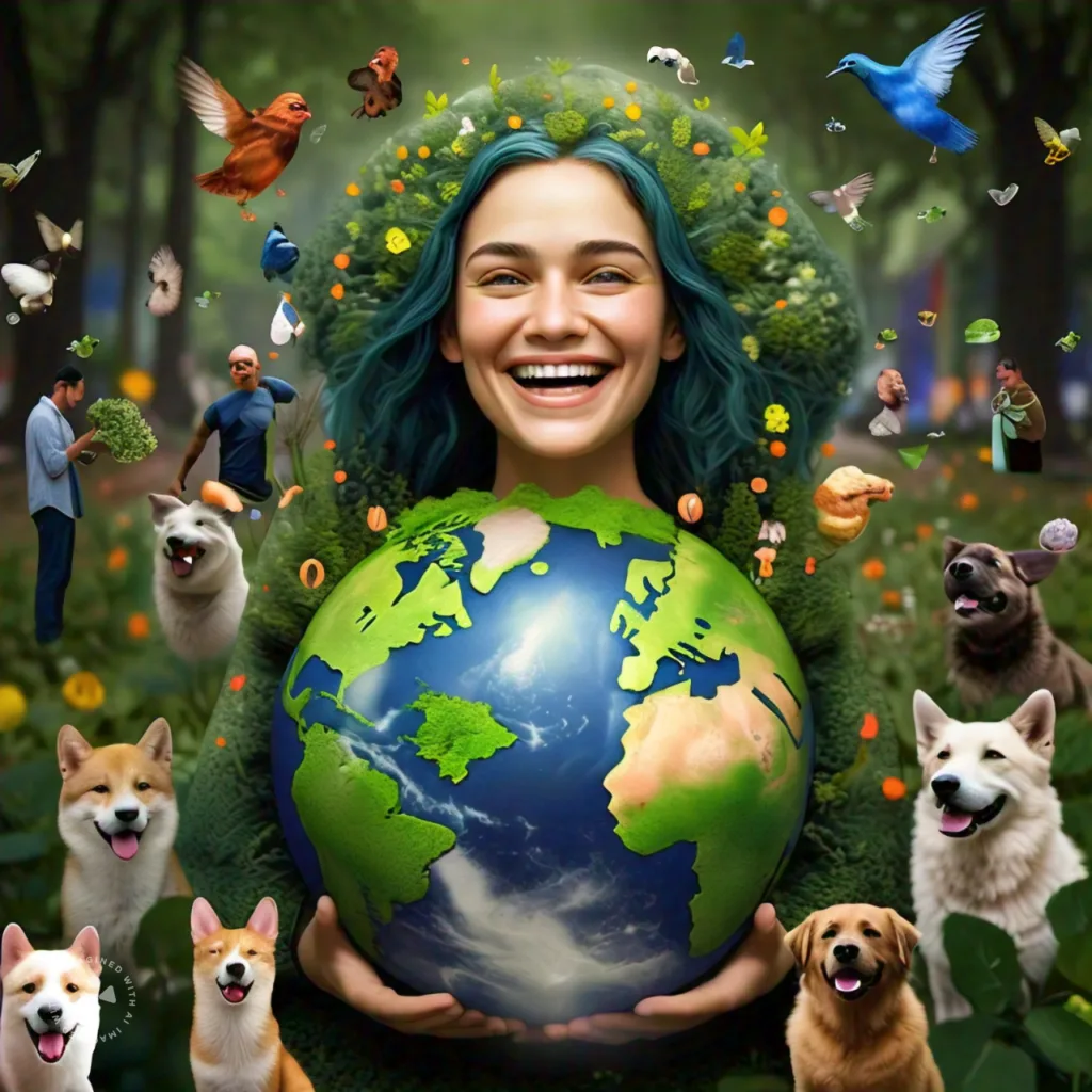 Earth happy at the efforts of eco-conscious people and pets