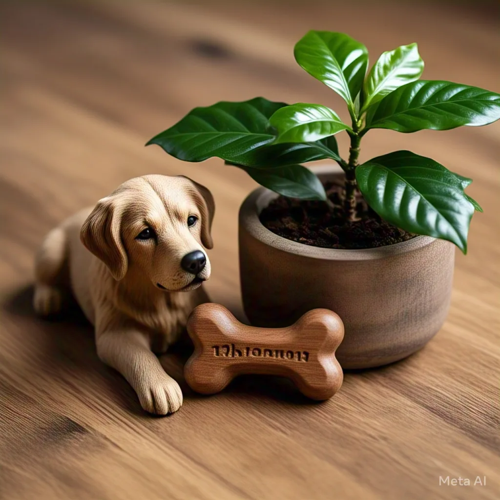 A happy dog with coffee ground dog toy